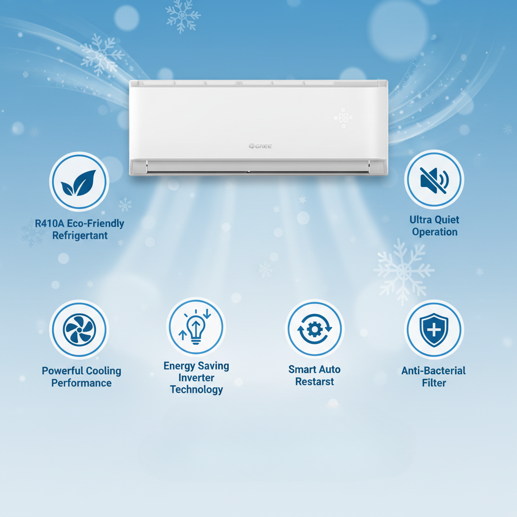 Gree R4matic White Wall Split AC R36C3 R 3 Ton | Powerful Rotary Air Conditioner