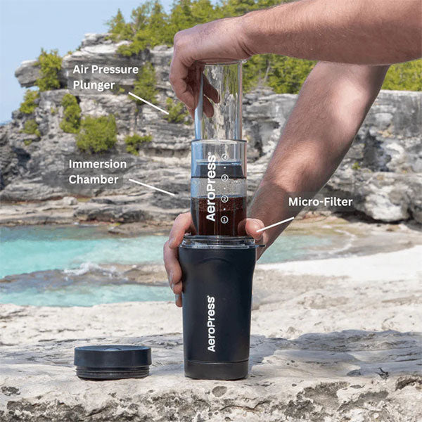 AeroPress Go Plus, Small Portable Coffee Maker 3 In1 Brew 