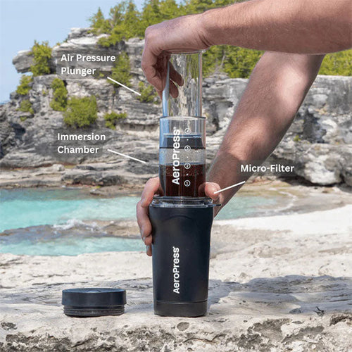 AeroPress Go Plus, Small Portable Coffee Maker 3 In1 Brew 