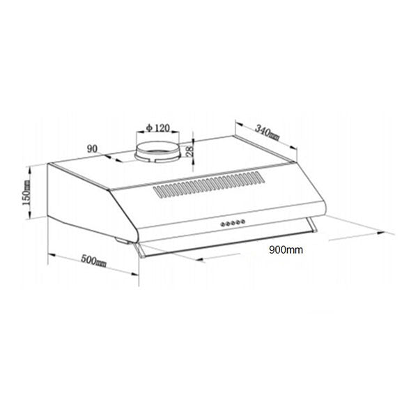 Standard Fixed Hood BMECH9FS-2 90cm