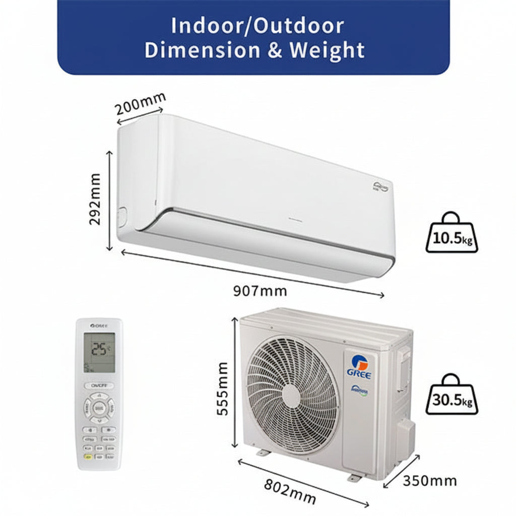 Gree iAiry32 White Inverter Wall Split AC 12C3 1.0 Ton | Cooler Aircon for Reliable Cooling