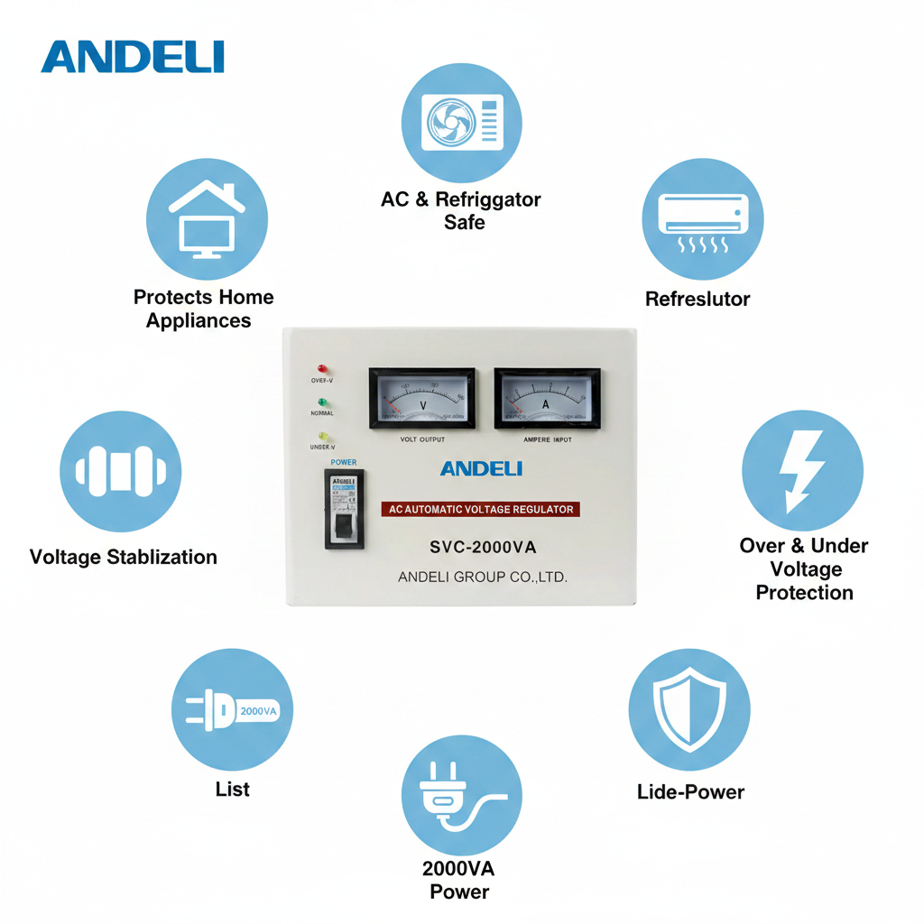 Andeli Voltage Stabilizer SVC 2000 VA 2 KW Single (1) Phase 80-250V