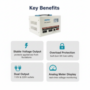 Andeli Voltage Stabilizer SVC 1500 VA 1.5 KW Single (1) Phase 80-250V