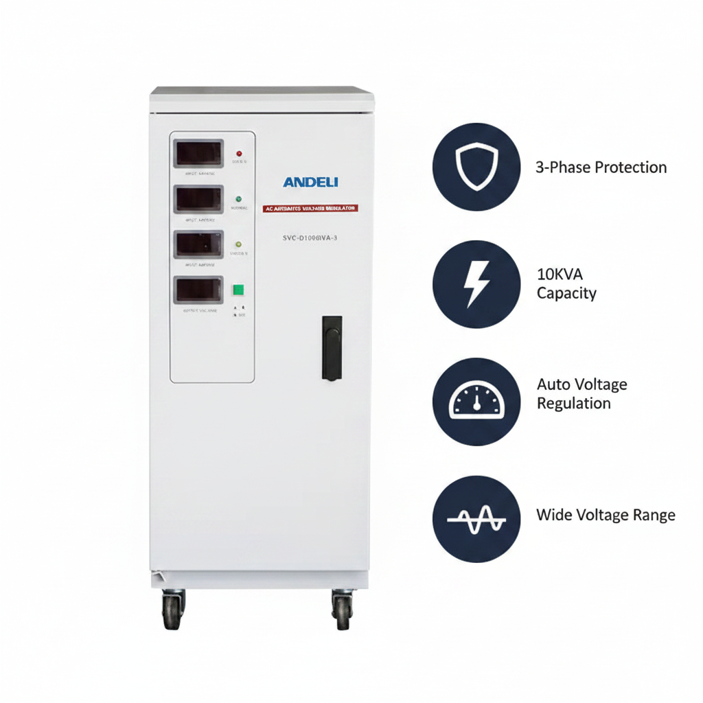 Andeli Voltage Stabilizer SVC 10000 VA 10 KW Three (3) Phase 380V Digital
