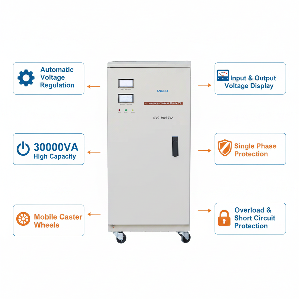 Andeli AC Voltage Stabilizer SVC 30000 VA 30 KW Single(1) Phase 220V