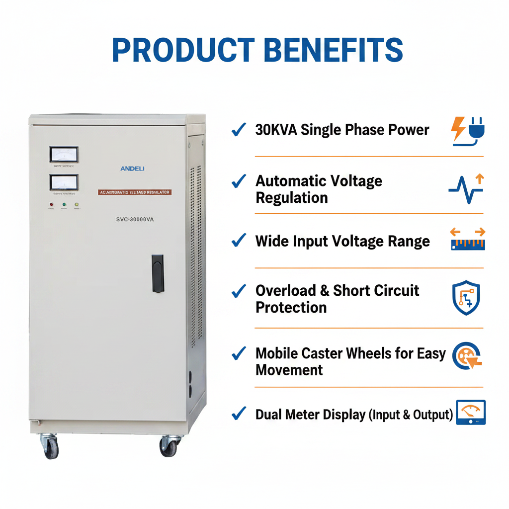 Andeli Voltage Stabilizer SVC 30000 VA 30 KW Single (1) Phase 110V