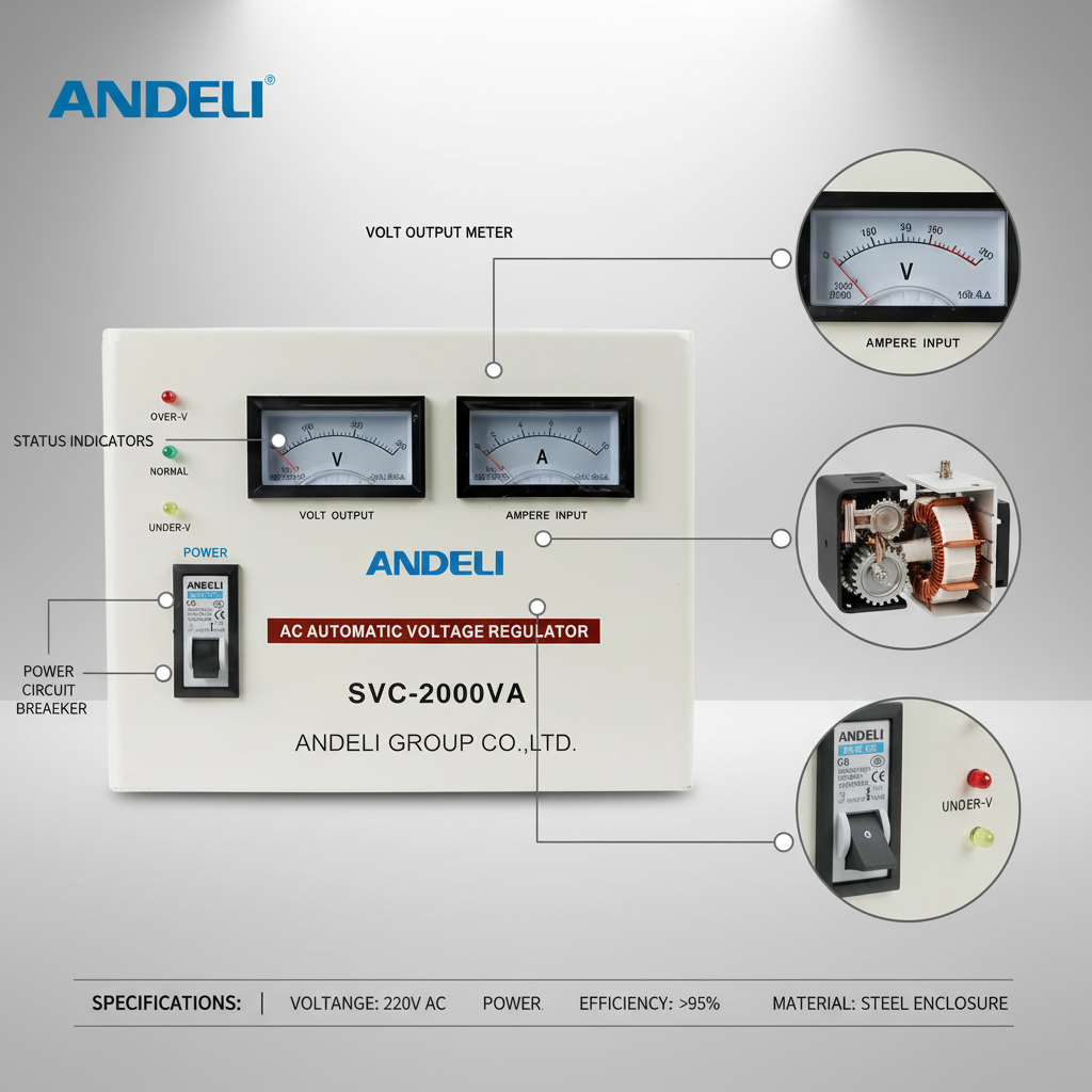 Andeli Voltage Stabilizer SVC 2000 VA 2 KW Single (1) Phase 110V