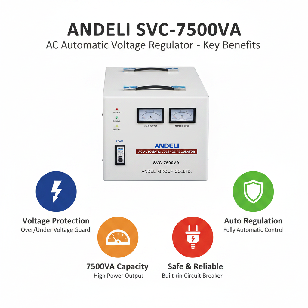 Andeli Fully Automatic Voltage Stabilizer SVC 7500 VA 7.5 KW Single (1) Phase 110V
