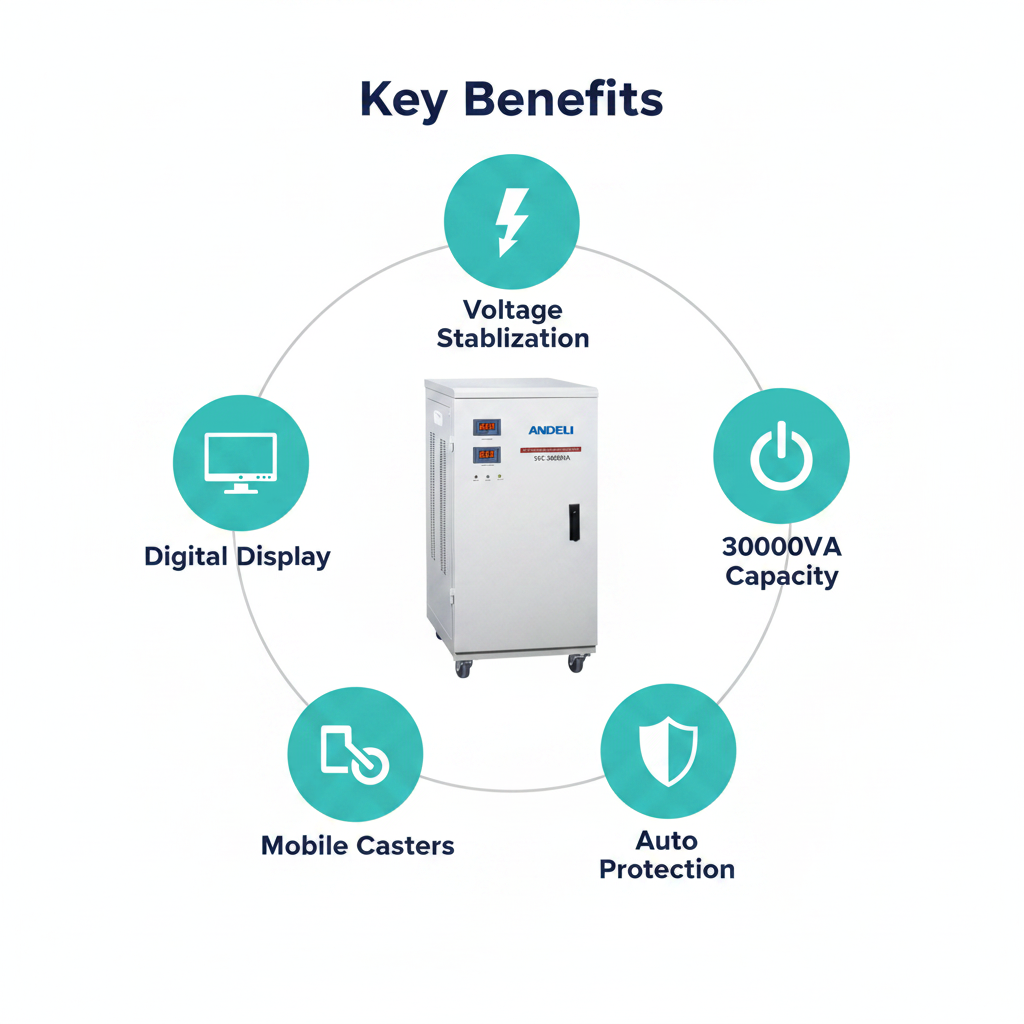 Andeli Voltage Stabilizer SVC 30000 VA 30 KW Single (1) Phase 220V Digital