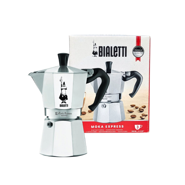 Bialetti Moka Express Coffee Maker – Silver Classic Stovetop Espresso Pot 3 cups