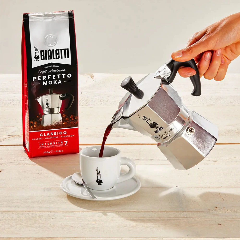 Bialetti Moka Express Coffee Maker – Silver Classic Stovetop Espresso Pot 3 cups