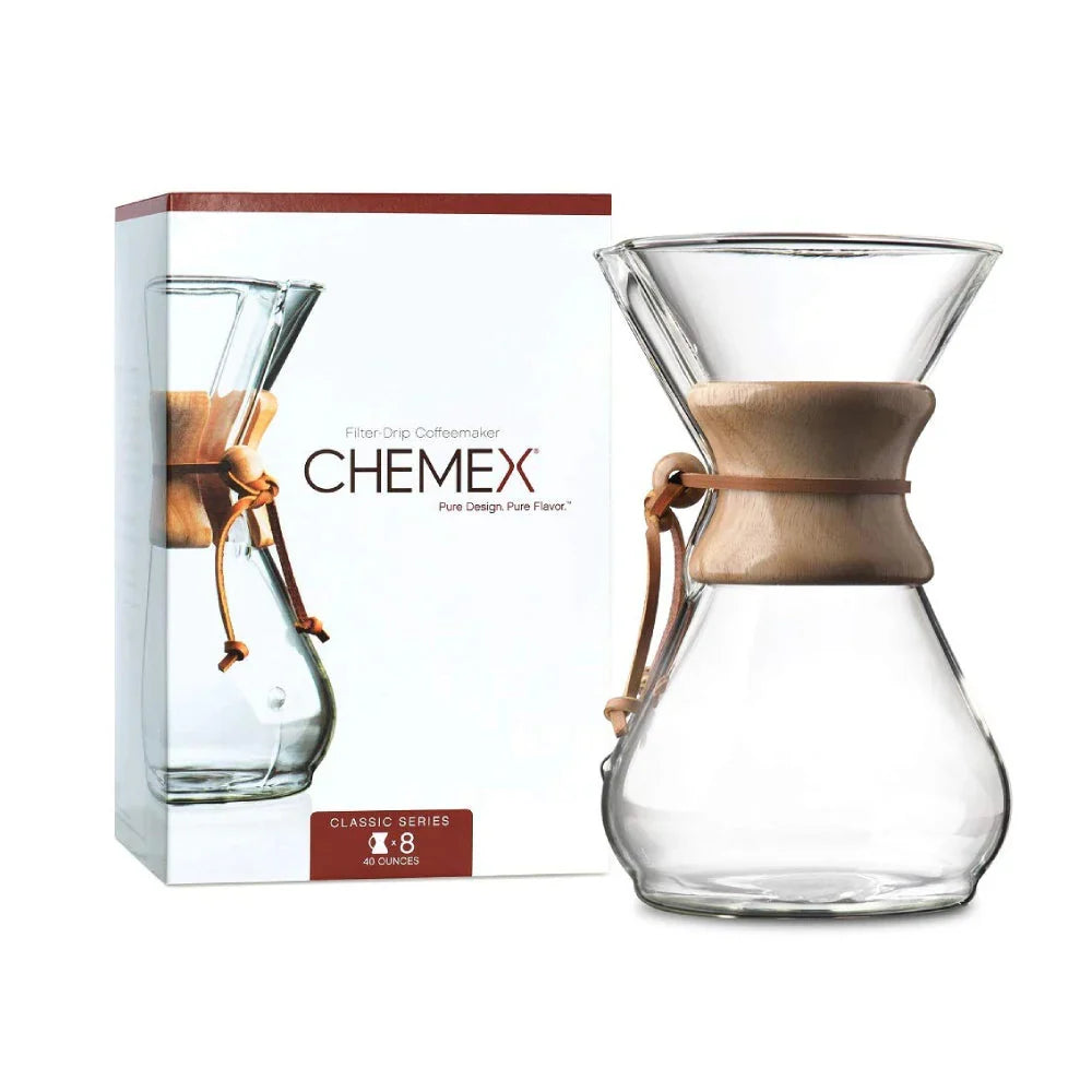 Chemex Classic Series 8-cup pour-over coffeemaker with the signature wood collar and leather cord. Packing case  Image2