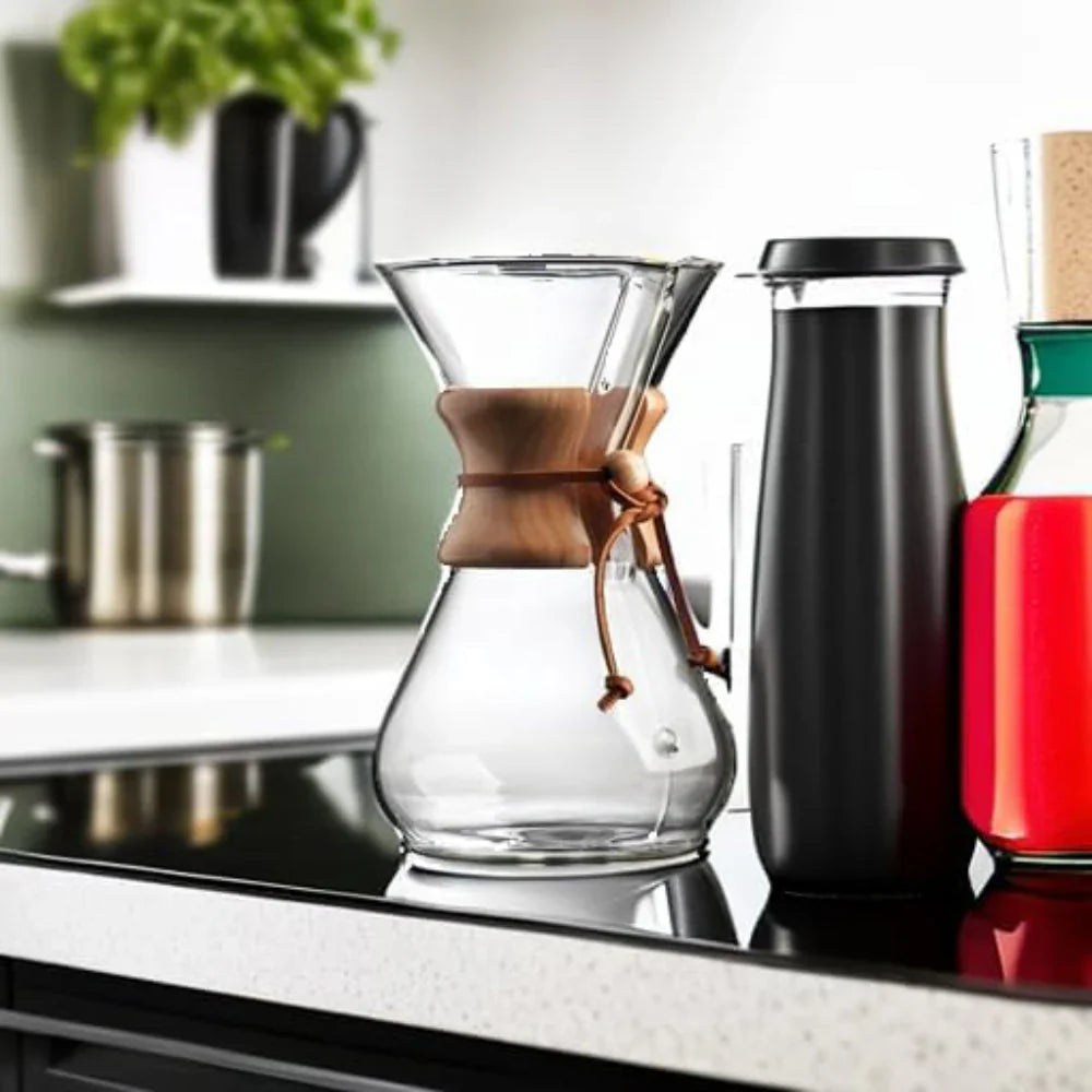 Chemex Classic Series 8-cup pour-over coffeemaker with the signature wood collar and leather cord. image 3