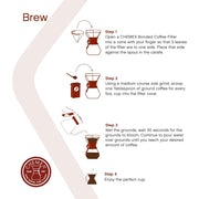 Chemex Classic Series 8-cup pour-over coffeemaker with the signature wood collar and leather cord. Step by Step image guide