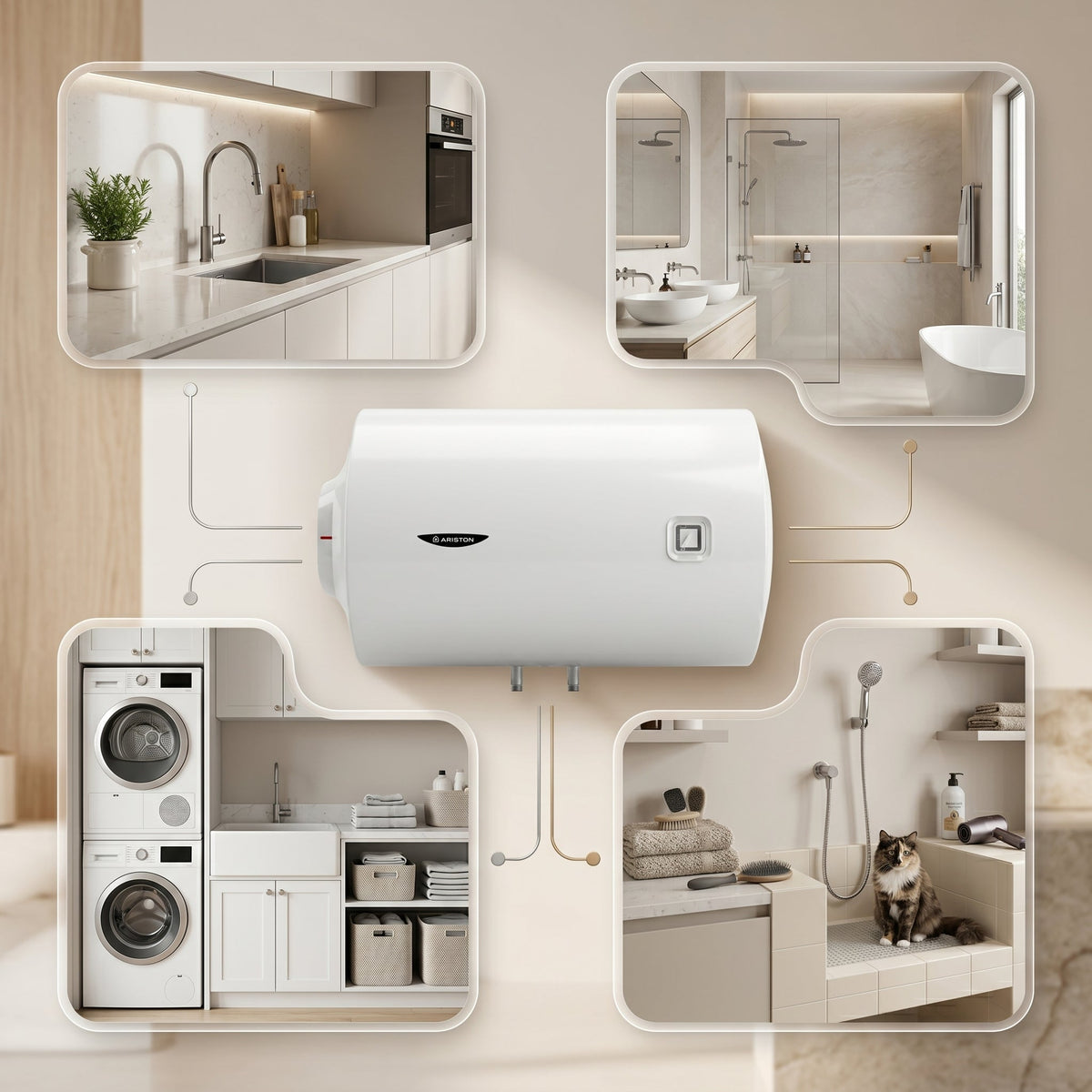 Ariston Electric Water Heater Horizontal PRO1 R Italy, 80 Liter - White