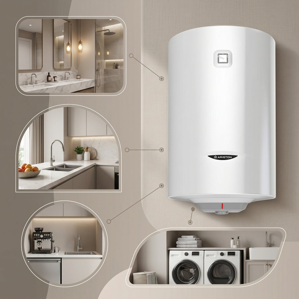 Ariston Electric Water Heater Vertical PRO1 R Italy, 50 L - White