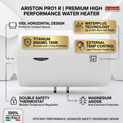 Ariston Electric Water Heater Horizontal PRO1 R Italy, 100 Liter - White