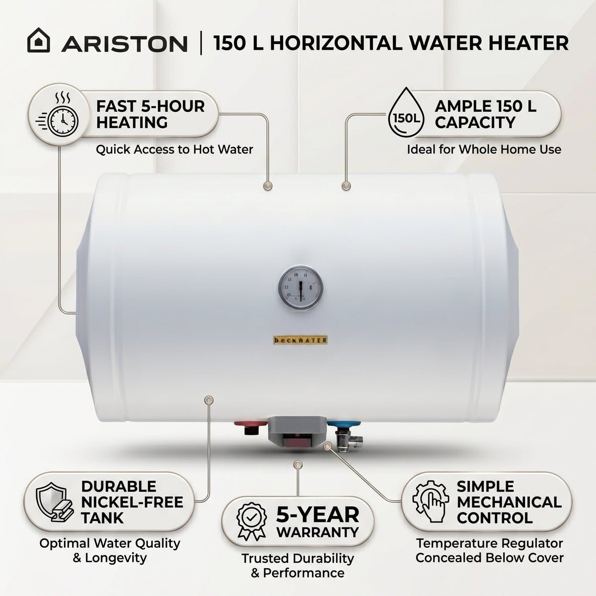 Ariston BLU R 150 Horizontal water heater