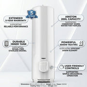 Ariston ARI 200 Vertical STAB Water Heater 300W -  200L