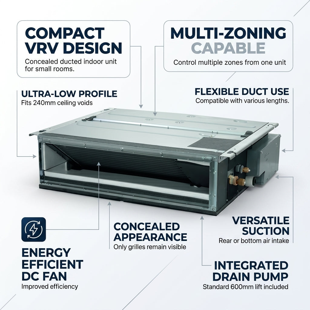 Daikin Ducted Splits for VRV Systems 0.8 Ton 2.8 kW 1.0 HP 9,500 Btu/h FXDQ25A3