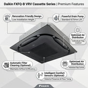 Daikin Cassette Splits for VRV Systems 2.5 Ton | 8.8 kW | 3.3 HP | 30,000 Btu/h FXFQ80B Black