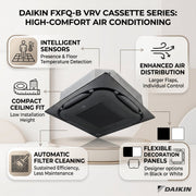Daikin Cassette Splits for VRV Systems 1.5 Ton 5.3 kW 2.0 HP 18,000 Btu/h FXFQ50B Black