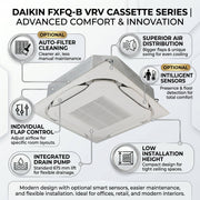 Daikin Cassette Splits for VRV Systems 0.8 Ton 2.8 kW 1.0 HP 9,500 Btu/h FXFQ25B White