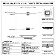 Ariston Electric Water Heater Vertical PRO1 R Italy, 50 L - White
