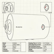 Ariston Electric Water Heater Horizontal BLU R, 50 L - White