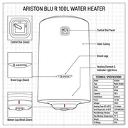 Ariston Electric Water Heater Vertical BLU R, 100 L - White