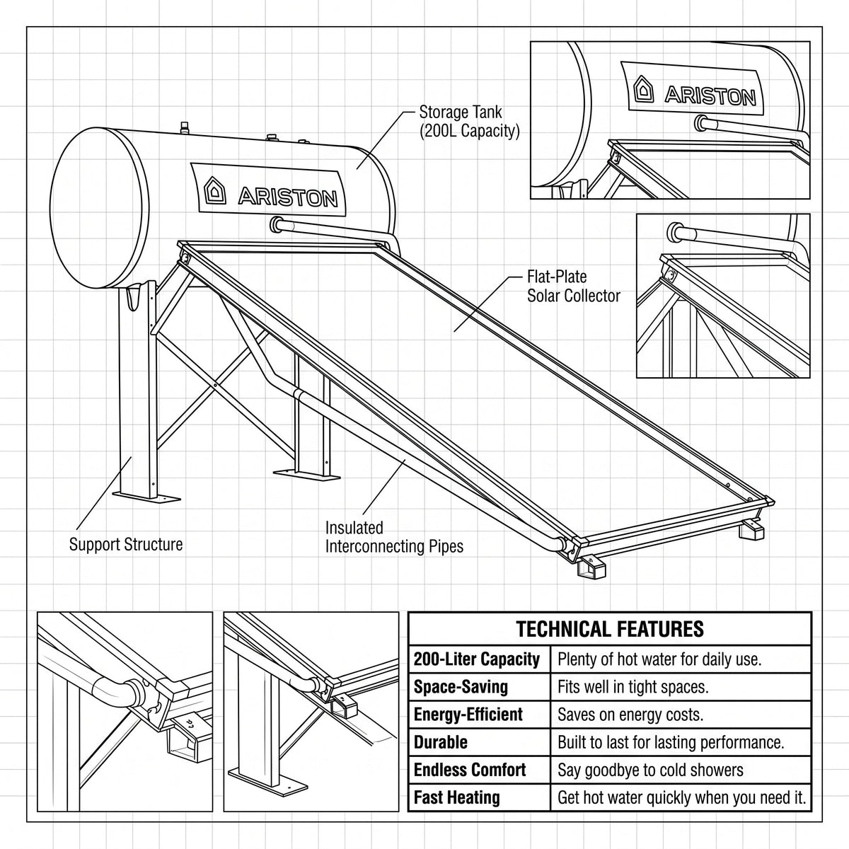 Ariston Solar Water Heater KAIROS THERMO CF-2 200 L