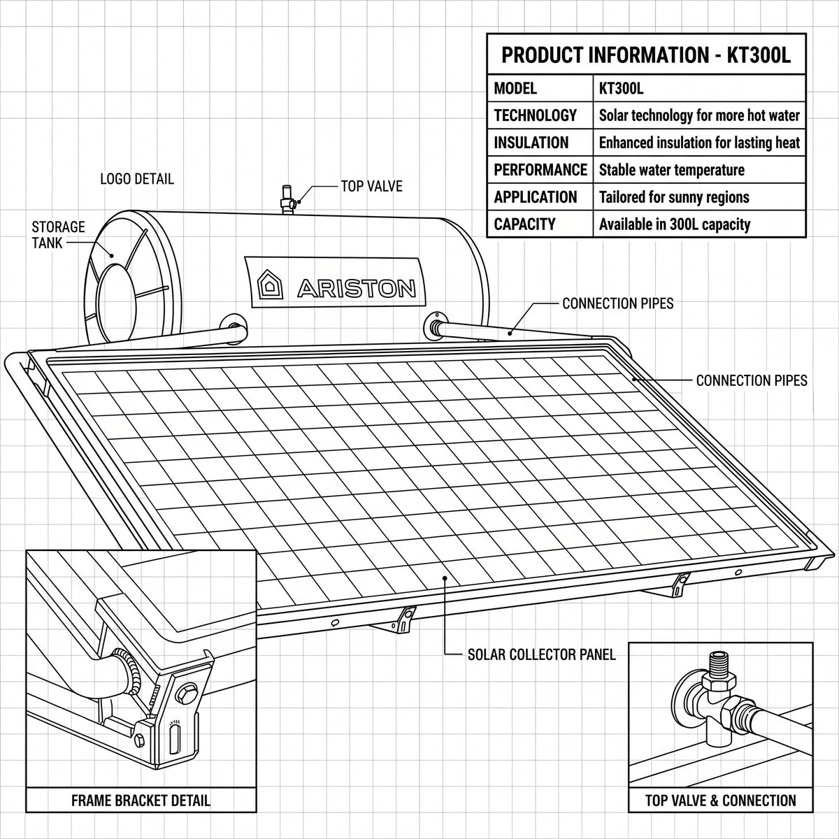 Ariston Solar Water Heater Kairos Thermo Hf 300 L