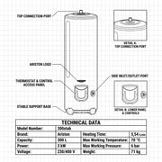 Ariston Water Heater Stab Ari-300, 300 L