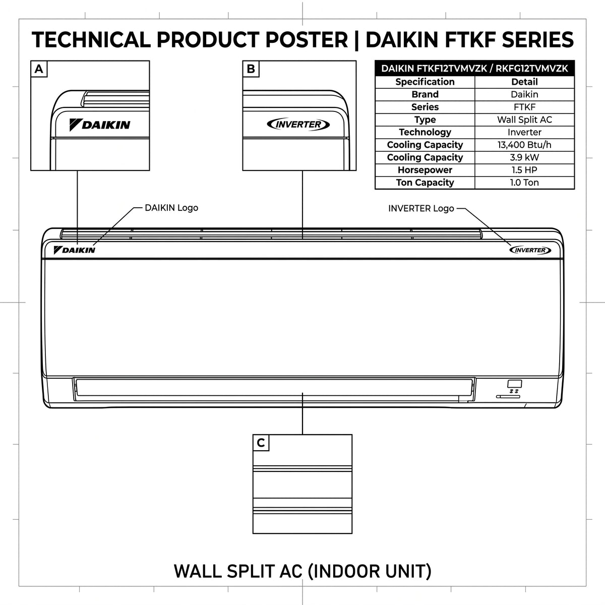 Daikin FTKF12TVMVZK / RKFG12TVMVZK - Air Conditioning for Superior Comfort