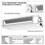 Daikin Ducted Split 4.0 Ton | 14.0 kW | 5.3 HP | 48,000 Btu/h Air Conditioner FDMF48AVMK / RZF48AYMK