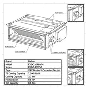 Daikin Ducted Splits for VRV Systems 0.6 Ton |2.2 kW 0.8 HP 7,500 Btu/h FXDQ20PDVM