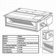 Daikin Ducted Splits for VRV Systems  1.2 Ton 4.5 kW 1.6 HP 15,000 Btu/h FXDQ40A3