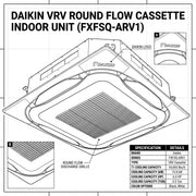 Daikin Cassette Splits for VRV Systems 4.5 Ton 15.8 kW 6.0 HP 54,000 Btu/h FXFSQ140ARV1 White