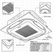 Daikin Cassette Splits for VRV Systems 3.0 Ton 10.6 kW 4.0 HP 36,000 Btu/h FXFSQ100ARV1 Black