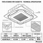 Daikin Cassette Splits for VRV Systems 4.0 Ton 14.0 kW 5.3 HP 48,000 Btu/h FXFQ125B White