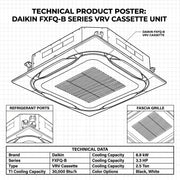 Daikin Cassette Splits for VRV Systems 2.5 Ton | 8.8 kW | 3.3 HP | 30,000 Btu/h FXFQ80B White