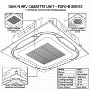 Daikin Cassette Splits for VRV Systems 0.8 Ton 2.8 kW 1.0 HP 9,500 Btu/h FXFQ25B White
