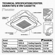 Daikin Cassette Splits for VRV Systems 0.6 Ton 2.2 kW 0.8 HP 7,500 Btu/h FXFQ20B Black
