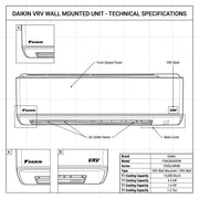 Daikin Wall Splits for VRV Systems 1.2 Ton 4.5 kW 1.6 HP 15,000 Btu/h FXAQ40ARVM