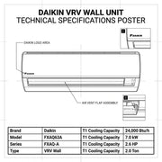 Daikin Wall Splits for VRV Systems 2.0 Ton 7.0 kW 2.6 HP 24,000 Btu/h FXAQ63A