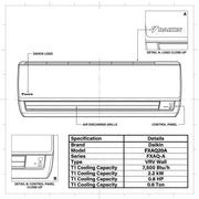 Daikin Wall Splits for VRV Systems 0.6 Ton 2.2 kW 0.8 HP 7,500 Btu/h FXAQ20A