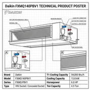 Daikin Ducted Splits for VRV Systems 4.5 Ton 15.8 kW 6.0 HP 54,000 Btu/h FXMQ140PBV1