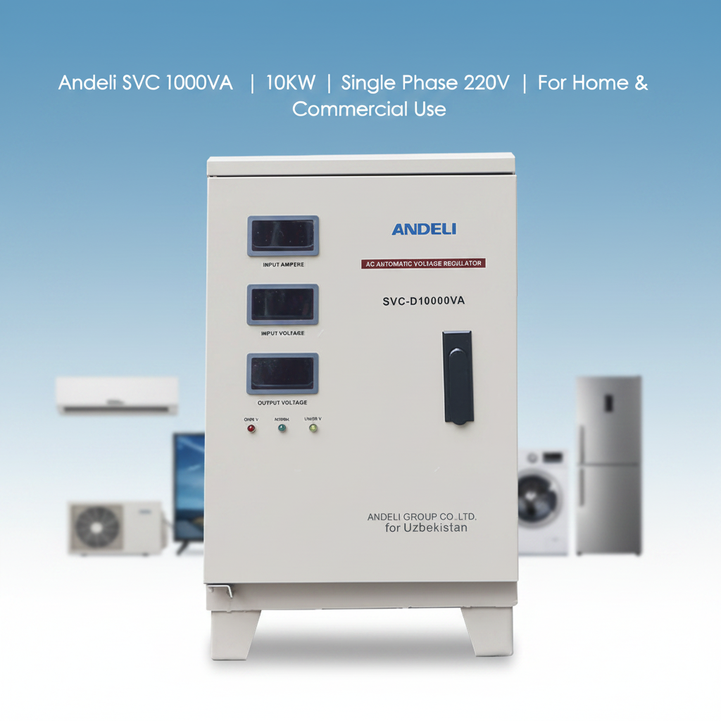 Andeli Fully Automatic Voltage Stabilizer SVC 10000 VA 10 KW Single (1) Phase 220V For Home Use