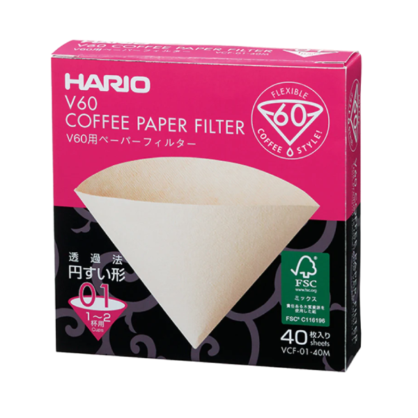 Hario V60 Coffee Paper Filters VCF-01-40W: Sleek Japanese Design