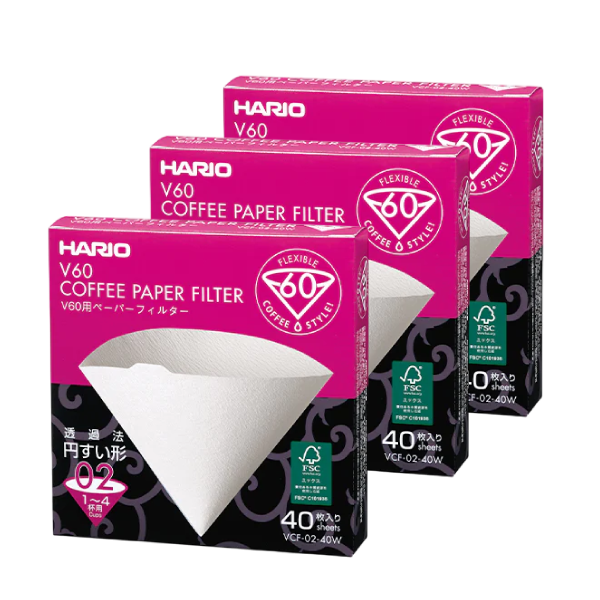 Hario V60 Coffee Paper Filter VCF-02-40W: Oxygen-bleached paper